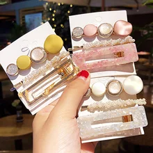 Новинка, 3 шт./набор, модные жемчужные ацетатные геометрические заколки для волос для женщин и девочек, повязка на голову, красивые заколки, заколки, аксессуары для волос, набор