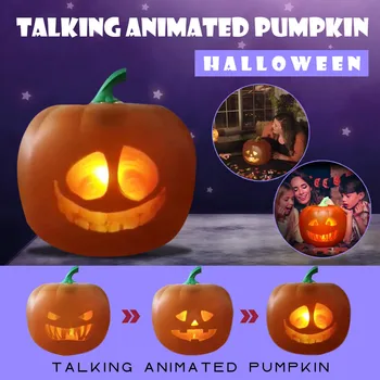 

New Halloween Electric Pumpkin Projection Lamp Toy Halloween Talking Animated Pumpkin with Built-In Projector & Speaker 3-In-1