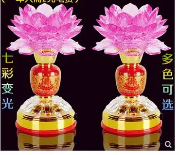 

Buddhist supplies Crystal lotus lamp Buddha for lamp LED lotus lamp battery headlamp long light electric Buddha lamp household