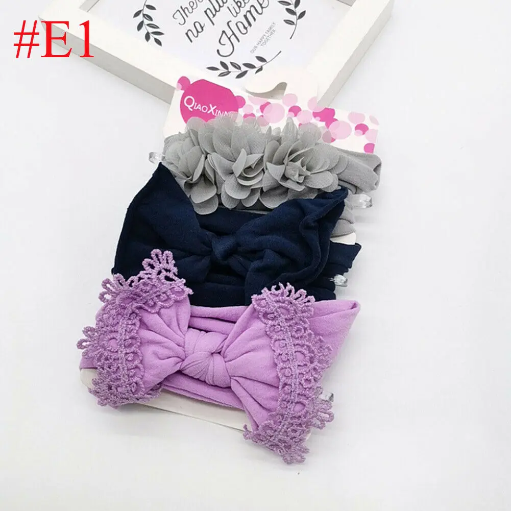 Модный комплект из 3 предметов для маленьких девочек; повязка на голову с бантом и цветком; аксессуары для волос - Цвет: Серый