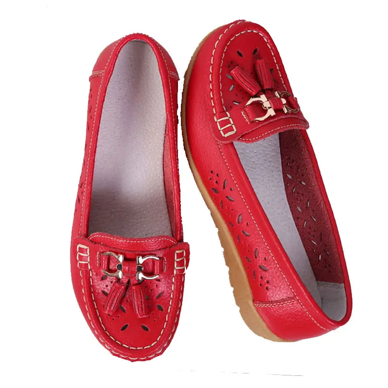 Casual shoes flats female fashion women summer genuine leather slip on women shoes loafers solid comfortable shoes woman