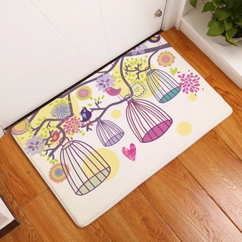 

Bird Flower Floor Entrance Doormat Anti Slip Bathroom Kitchen Carpet Home Decor Living Room Rugs Hallway Flannel Plush Mat