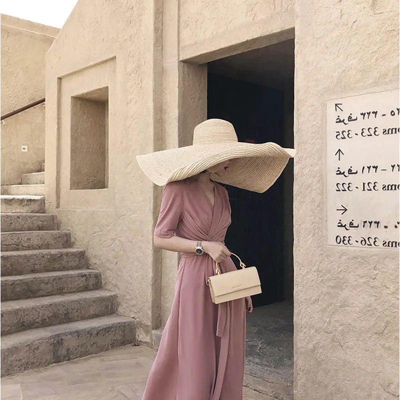 Французский цвет меди атласное платье для женщин элегантное Ретро v-образным вырезом длинное платье - Цвет: Soot powder