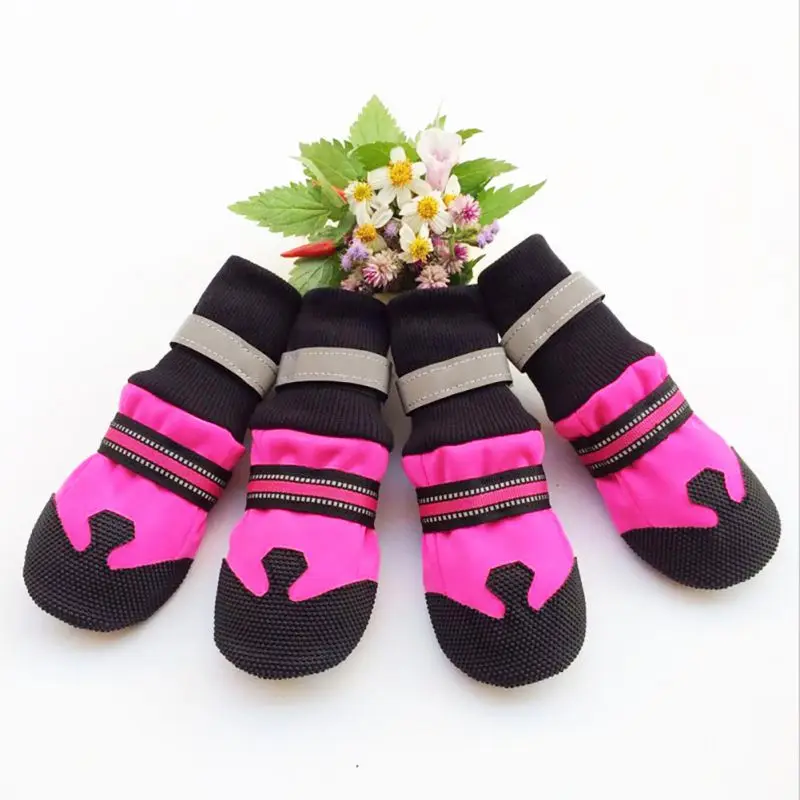 4 pcs Pet Reflective Ski Boots Winter Waterproof Dog Shoes Antislip Paw Protector High Quality Warm Colorful Pet Footwear