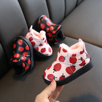 

Winter Baby Boots Printed Strawberry Baby Girls Cotton Shoes Soft Bottom Warm Plush Baby Boys Snow Boots Baby Shoes