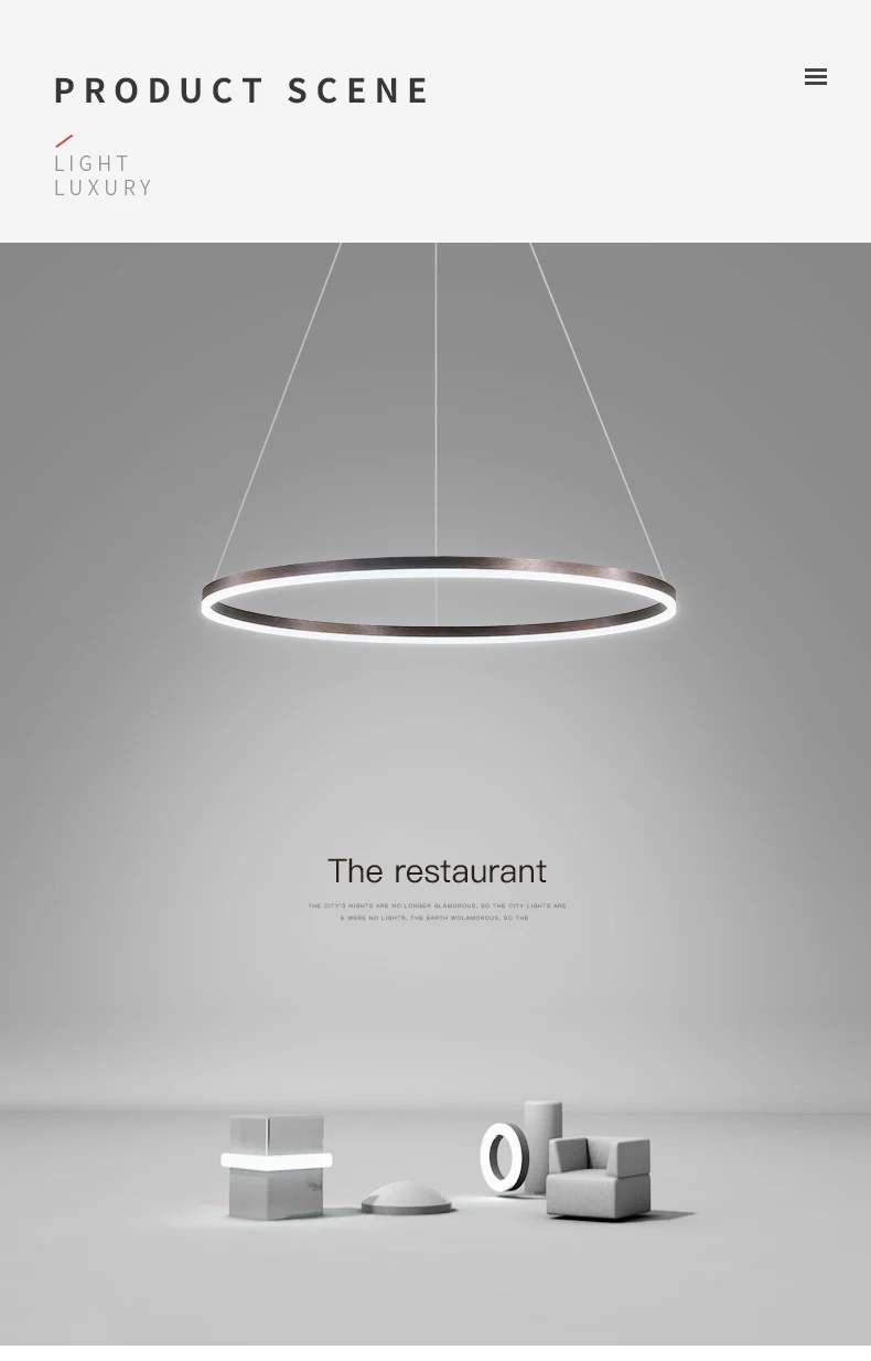 Ceiling chandelier LED modern chandelier dining room light Nordic designer single head round minimalist living room ring chandel black chandelier