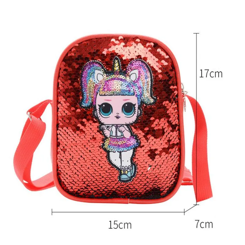 LoL Dolls PU Sequin Look Girl Backpack Mobile Phone Bag Action Figure LoL Surprise Children Gifts