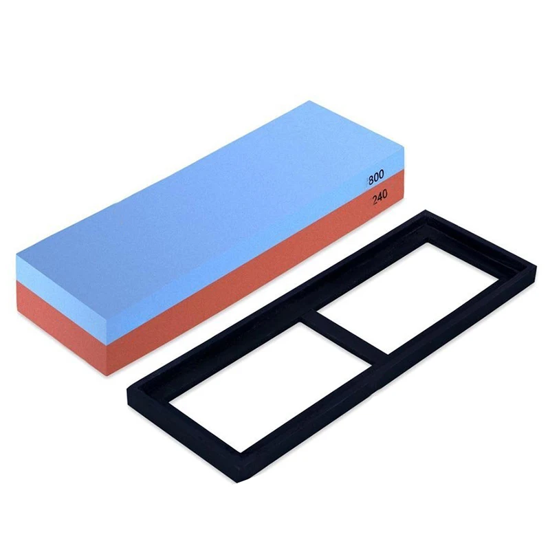 240/800 Grit Combination Whetstone Two-Sided Knife Sharpening Stone Whetstone with Slip-resistant Rubber Base for Hol