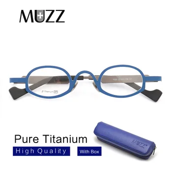 

MUZZ New Pure Titanium Frames Men's Optical Irregular Super Small full rim Eyeglasses Frame high myopia Prescription Glasses