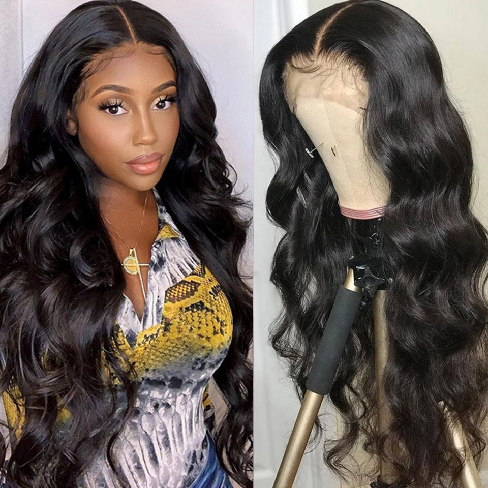 

30 Inches Body Wave T Part Wig Brazilian Human Hair Wigs For Black Women 150 Density Remy Pre Plucked Lace Front Human Hair Wig