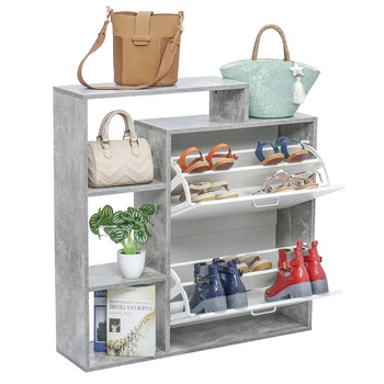 

Tilting Shoe Cabinet Flip Bucket Shoe Simple Home Space Multi-Layer Door Porch Solid Wood Shoe Rack Shoes Cabinet 16 Pairs