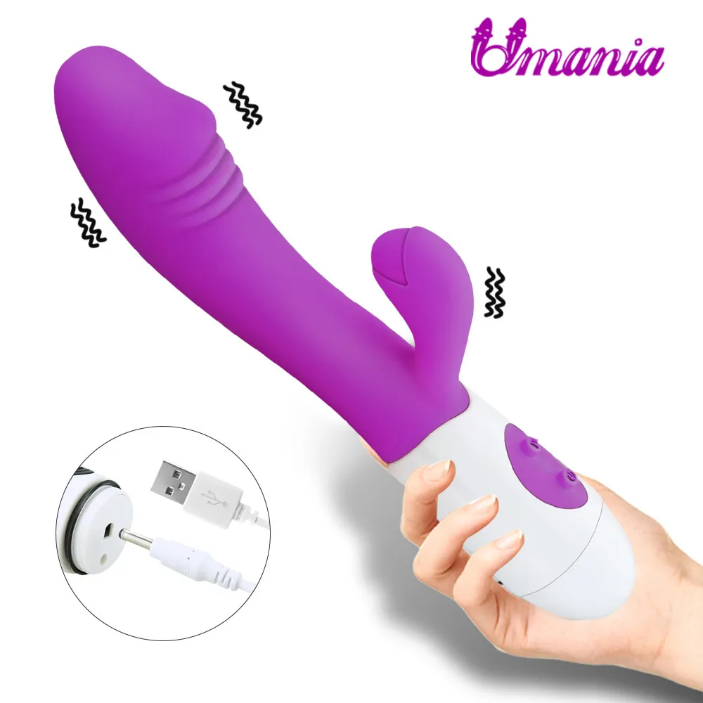 Фаллоимитатор кролик вибратор G Spot двойная вибрация силиконовый USB зарядка