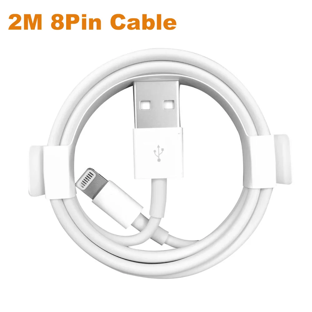 Комплект 1 м USB кабель с европейской вилкой USB зарядное устройство для iPhone 7 8 Plus X XR XS Max 5S 5 6S 6 11 Pro кабель для зарядки данных EU дорожное настенное зарядное устройство - Цвет: Only Cable 2M