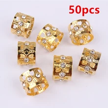 50 шт. Rhinestone кольца для волос Dread косы бусины для дредов регулируемые манжеты форма клипа инструменты для наращивания волос ювелирные изделия