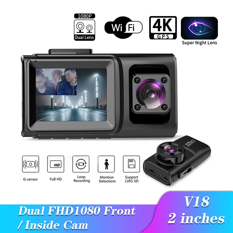 2 дюйма Мини Full HD 1080P gps Видеорегистраторы для автомобилей Камера объектив зеркало заднего вида видео Камера парковки Регистраторы Ночное видение dvr
