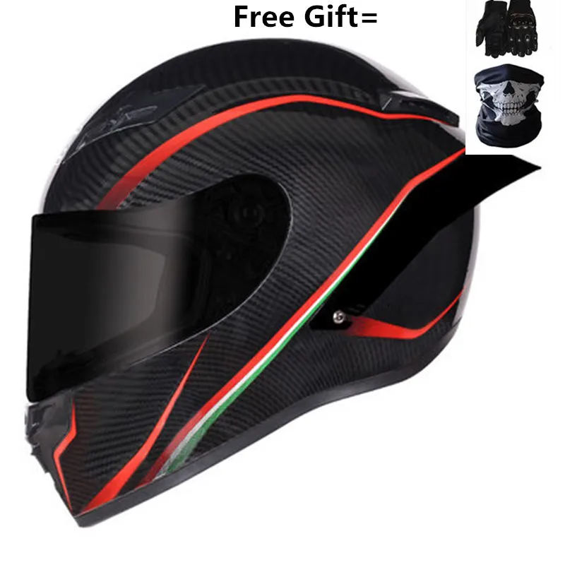 

2020 Full Face Carbon Fiber Motorcycle Helmet Professional Racing Helmet DOT Rainbow Visor Motocross Off Road Touring S to XXL