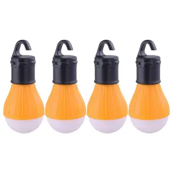 

4Pcs Camping Mini Tent Light 3LED Waterproof Emergency Camping Light Portable Hanging Light Without Battery(Orange)