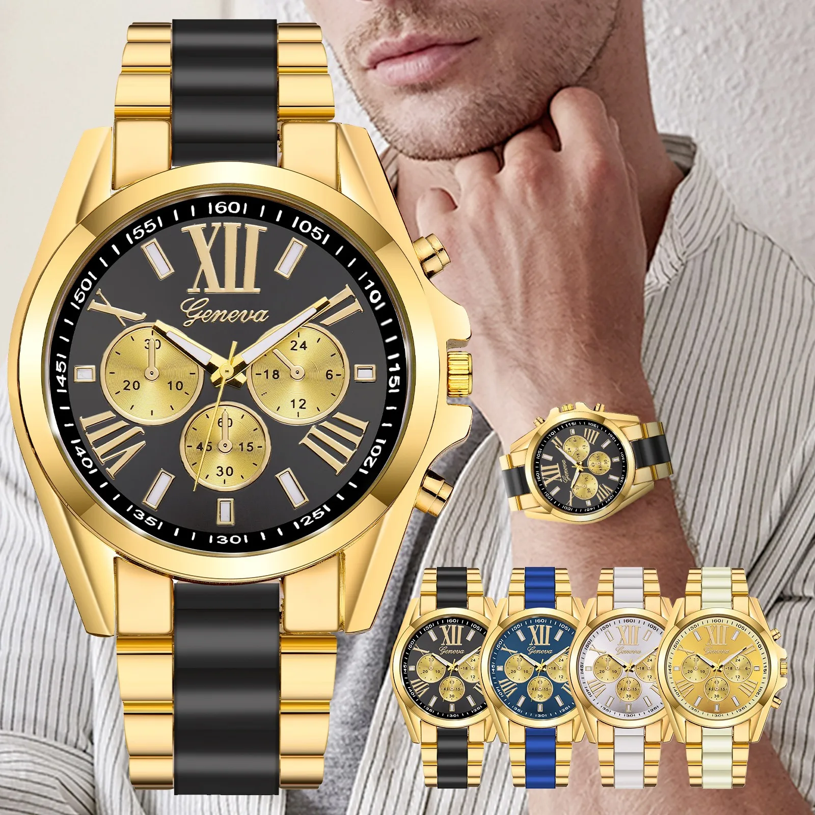 Gold Watch Men Casual Diamonds Business Quartz Top Brand Luxury Golden Stainless Steel Band Wrist Relogio Masculino | Наручные часы