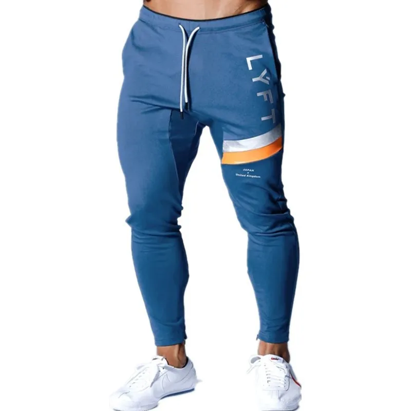 

Sports Trousers Men's Running Pure Cotton New Slim-fit Feet Gym Pants with Foot Zippers Leisure Stretch Fitness Jogging Pants