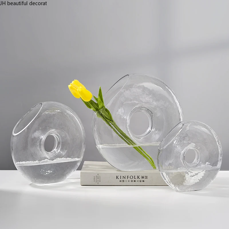 

Nordic Creative Transparent Glass Vase Household Round Vase Floral Decoration Living Room Flower Arrangement Accessories
