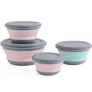 

3Pcs/set Silicone Folding Bento Kids Box Collapsible Portable Lunch Container Box Food Dinnerware Container Compression