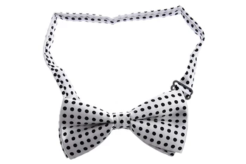 

White Bottom with Small Black Polka Dot Pattern Bow Tie For Men