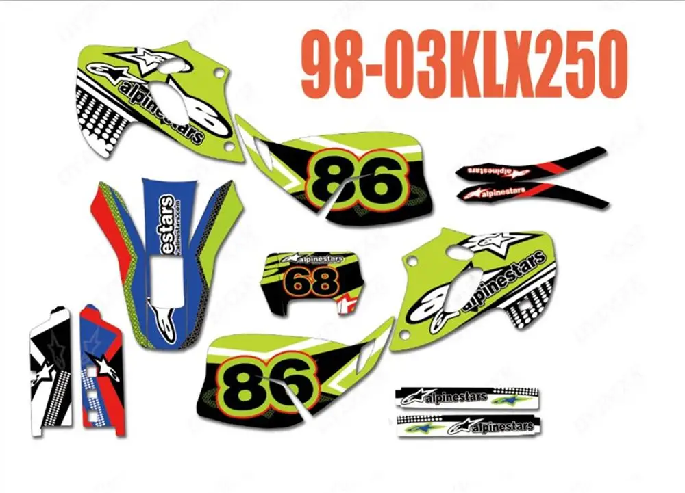 Мотоцикл Велосипед Графика наклейки Фоновые наклейки для Kawasaki KLX250 KLX 250 1998 1999 2000 2001 2002 2003