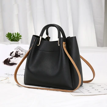

2020 new Fashion Women Bucket Bag Messenger Bag High Quality Retro Shoulder Bag Simple Crossbody Bag Tote Casual Ladies PU bag