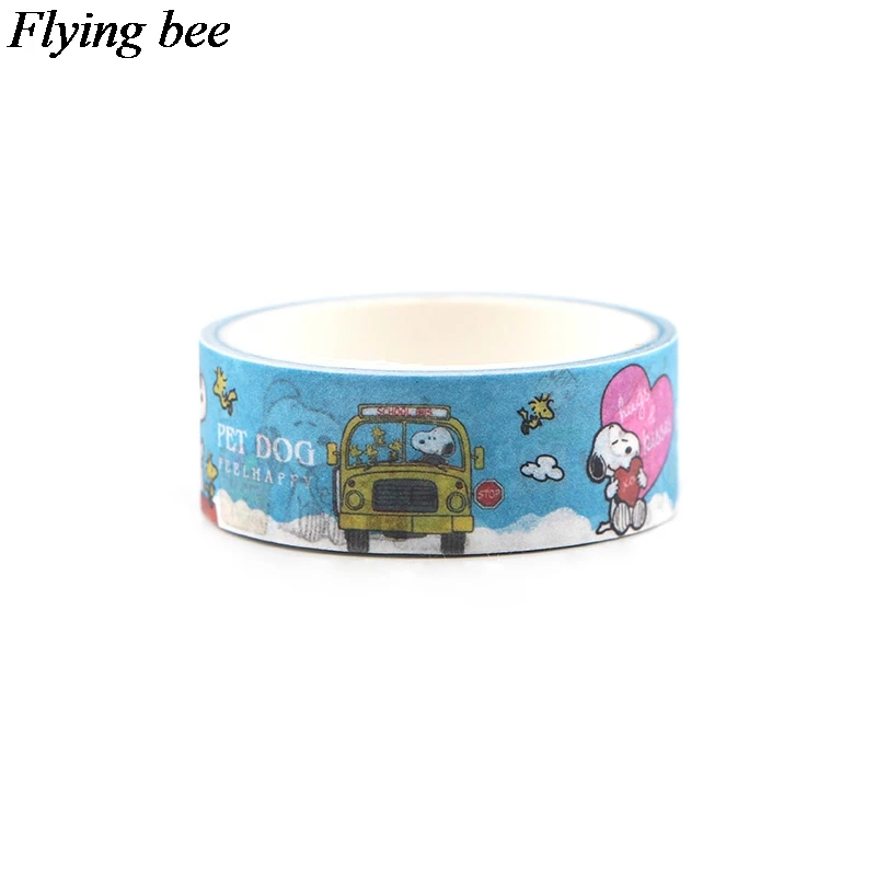 Flyingbee 15 мм X 5 м смешная собака васи лента бумага DIY декоративная клейкая лента Канцтовары Kawaii Маскировочные Ленточные принадлежности X0586
