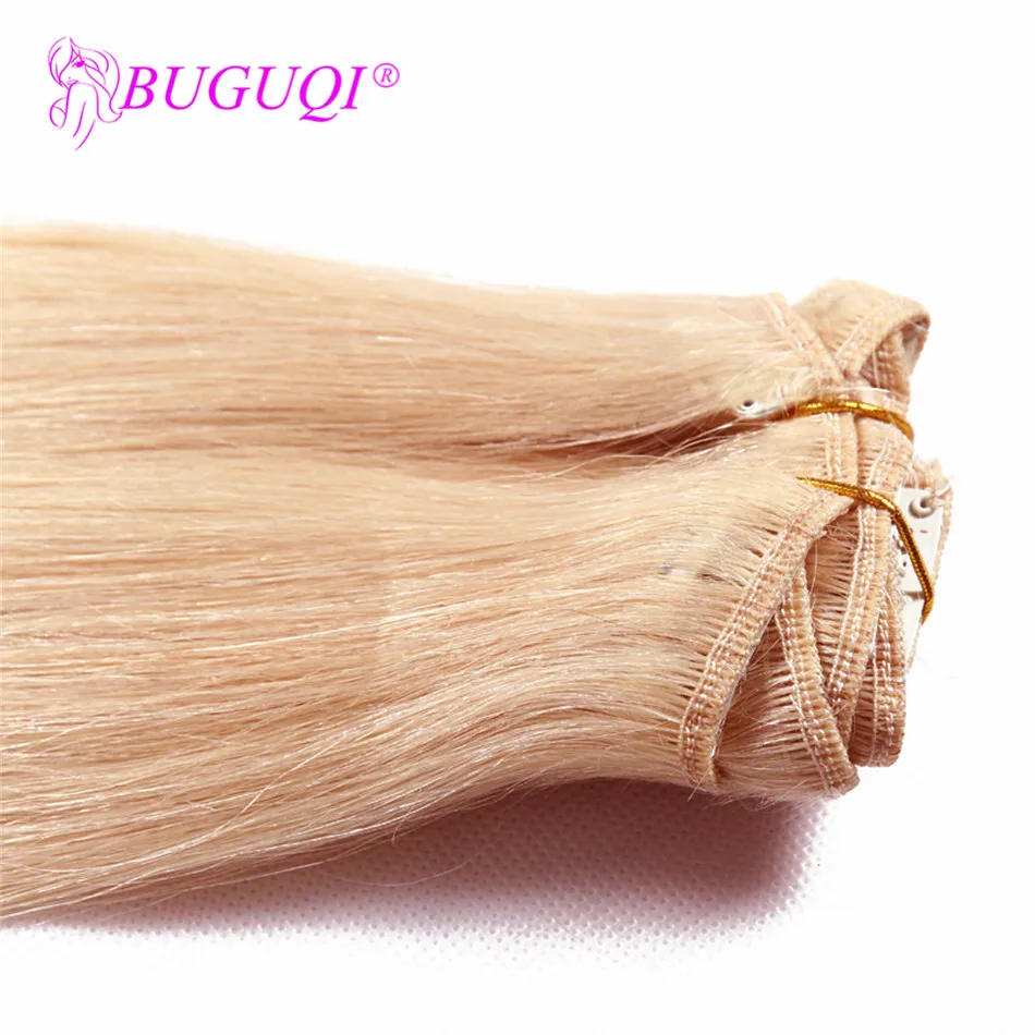 BUGUQI Hair Clip In Human Hair Extensions Mongolian #613 Remy 16- 26 Inch 100g Machine Made Clip Human Hair Extensions