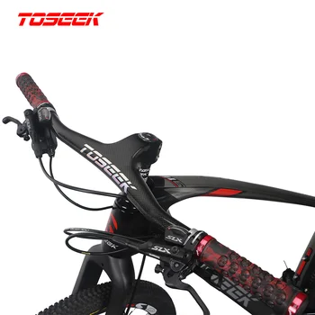

Bike Handlebar 3K Matte/Gloss MTB Bicycle Riser-17 Degree One-shaped Integrated Handlebar with Stem Carbon MTB Handlebar