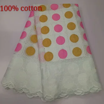 

New arrival Hollowed out Swiss Voile Lace YCS57 Top selling double-colors circle disk pattern with stones 100% Cotton Fabric