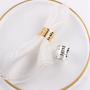 

10Pieces Napkin Rings Holder Buckle Hoop Serviette Metal Napkin Holder for Wedding Hotel Party Supplies Dinner Table Decorations