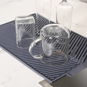

Silicone Draining Board Mats,Sink Drainer Mat with Dense Drainage Grooves,Non-sl R9JC