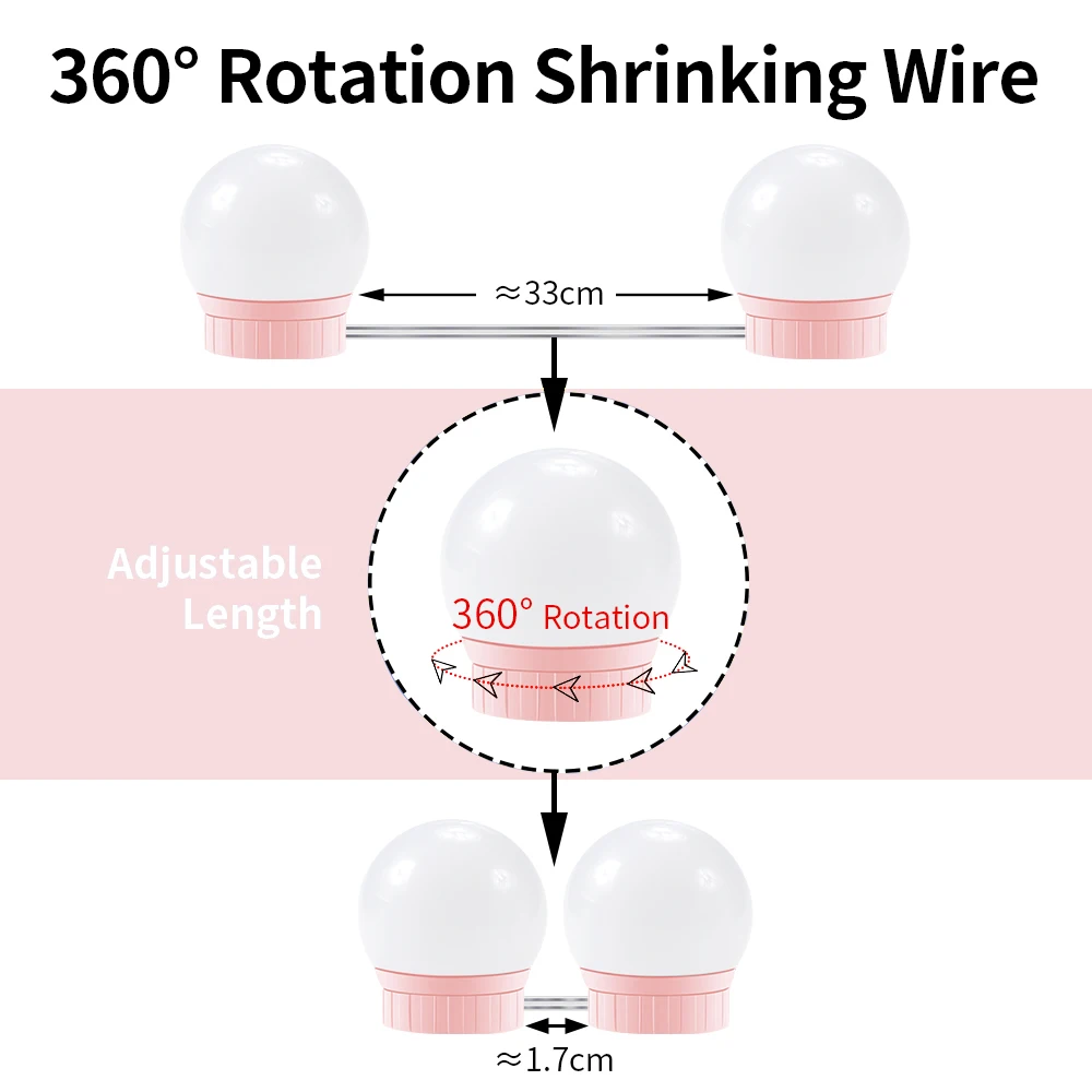  Mirror Vanity Light Bulbs LED Strip USB 5V Stepless Dimmable Makeup Dressing Table LED Lighting Dec