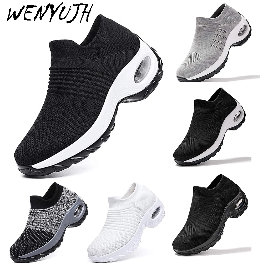 

Womens Flats Slip On Shoes Women Mesh Casual Sock Sneakers Platform 2019 Comfortable Ladies Breathable Athletics Jogging Sneaker