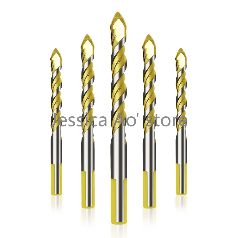 Carpenter Tools 6-12mm Golden Triangle Twist Drill Bits for Marble Ceramic Tile Concrete Drilling Electric Drill Bits Set 1pc 3 12mm hreaded triangle carbide round handle blue overlord drill wall tile concrete marble electric drill bit for household