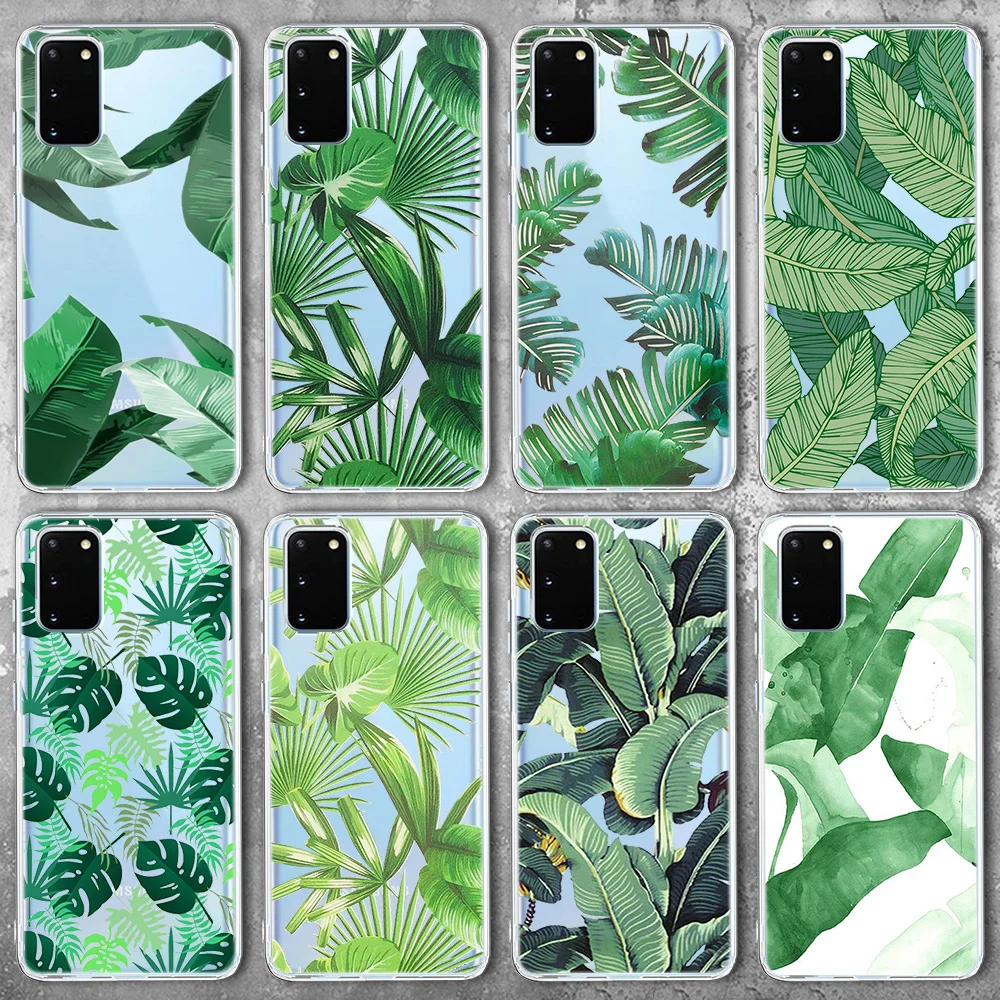 Чехол с зелеными банановыми листьями для Samsung Galaxy A51 S20 A71 A50 A70 S10 S10e S9 S8 S7 A40 A30 NOTE 20 10 9