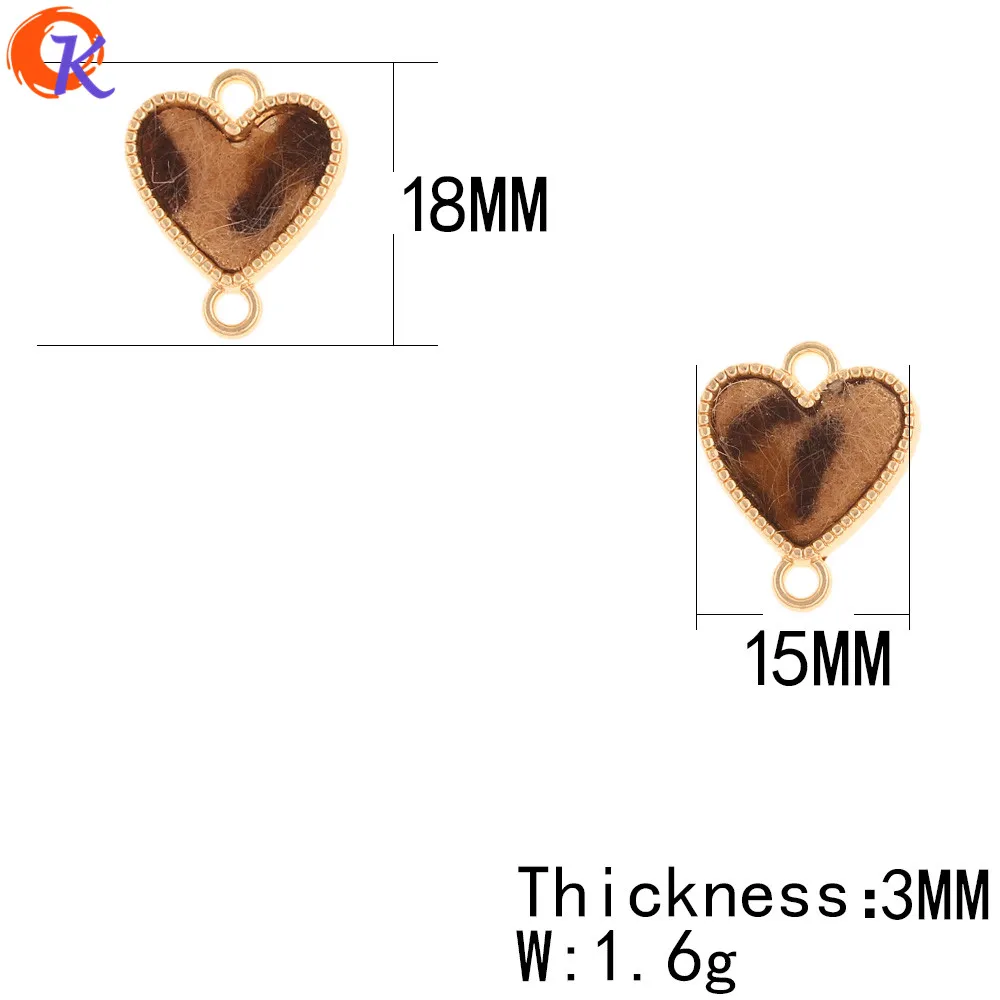 Сердечный дизайн 100 шт 15*18 мм ювелирные аксессуары/серьги Разъемы/леопардовый принт эффект/форма сердца/ручная работа/застежки для сережек