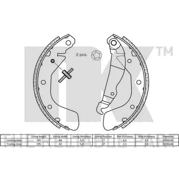 Колодки тормозные барабанные Daewoo Espero Lanos 80 NK 2736540