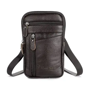 

2020 New Men's Genuine Leather Fashion Phone Pouch Belt Bag Shoulder Crossbody Waist Pack
