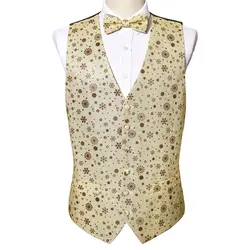 3D Print Gold Christmas Vest Men Autumn New Slim Fit Waistcoat Bowtie Set Mens Xmas Party Holiday Prom Tuxedo Vests Barry.Wang