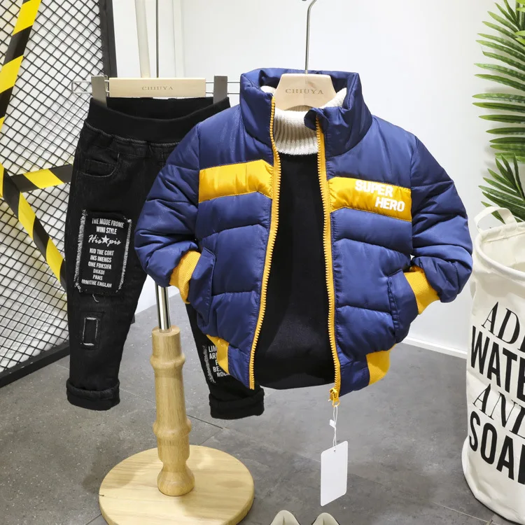 Одежда для маленьких мальчиков зимняя детская одежда Комплекты одежды для маленьких мальчиков, детская одежда зимняя куртка свитер джинсы спортивные костюмы