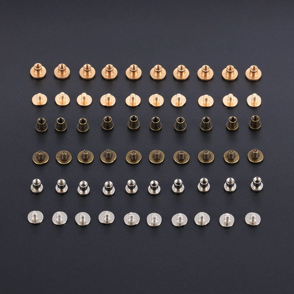Leather Craft Solid Nail Bolt Bookkeeping Round Head Screws Strap Rivets Screw For Luggage Craft Clothes/Bag/Shoes 20Pcs(10Sets)