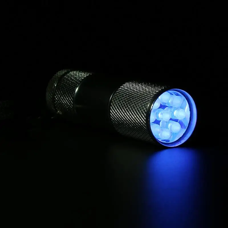 Portable 9led Purple Battery Powered Flashlight LED Flashlights Torches Outdoor Waterproof Mini Torch Keychain Lamp High Quality