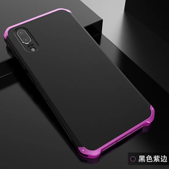 Анти-осенняя металлическая рамка P20 Пластиковая Задняя крышка для huawei P20 алюминиевый сплав Мобильный Бампер для huawei P20 чехол+ подарок - Цвет: Black Purple Side