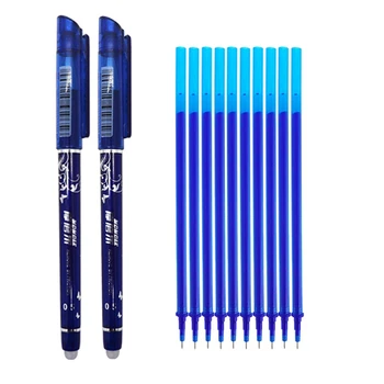 

12pcs/Set Erasable Washable Handle Erasable Pen Refill 0.5mm Blue Black Ink Magic Gel Pen Set School Office Supplies Stationery