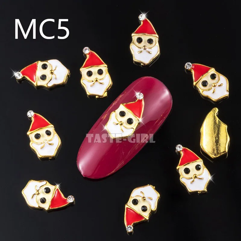 MC05 10 шт./лот 3D Поп различные Рождественские Элементы X'mas дерево снежинка снеговик лося сплав акриловый дизайн ногтей горный хрусталь Украшение - Цвет: MC05