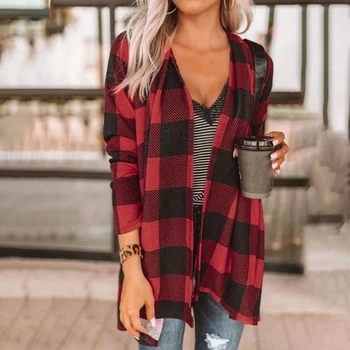 

2019 New Women's Plaid Long Shirt Autumn Winter Cardigan Fashion Casual Long Sleeves Blouse Coat