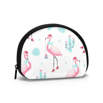 

Women Small Cosmetic Bag Christmas Flamingo On Skates Travel Make Up Coin Money Card Lipstick Storage Pouch Purse Bag